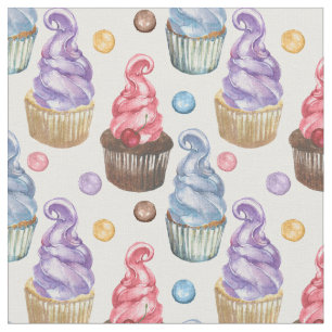 Waterverf cupcakes kleurig stof