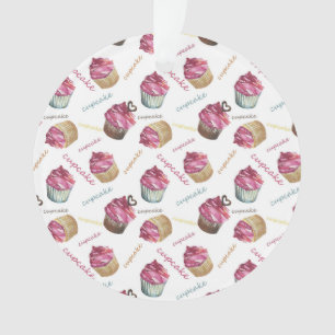 Waterverf cupcakes ornament
