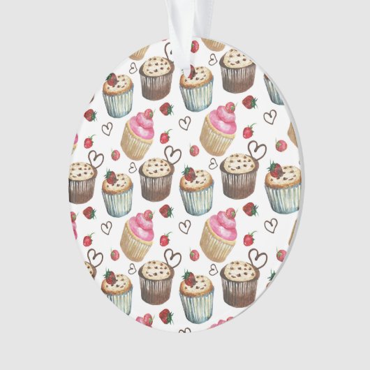 Waterverf cupcakes ornament (voorkant)