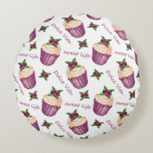 Waterverf cupcakes rond kussen