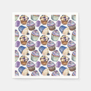 Waterverf cupcakes servetten
