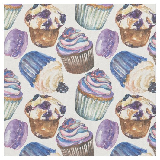 Waterverf cupcakes stof (Close Up)