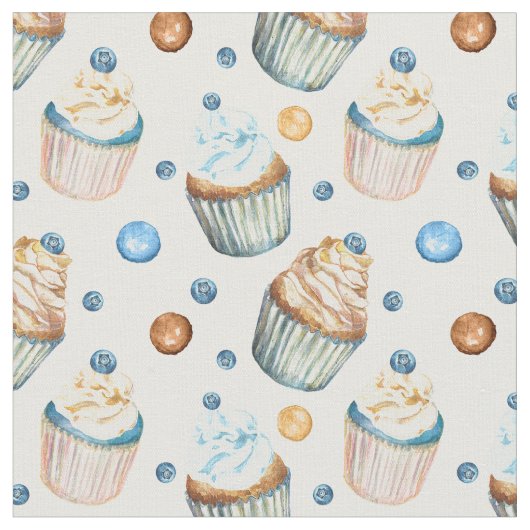 Waterverf cupcakes stof (Close Up)