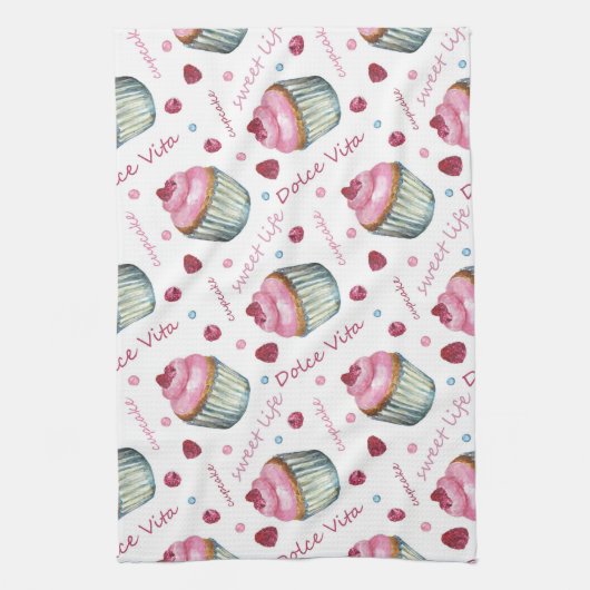 Waterverf cupcakes theedoek (Verticaal)