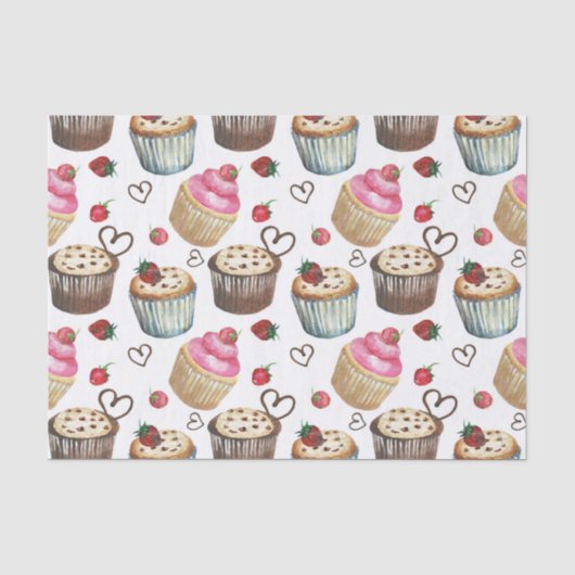 Waterverf cupcakes tissuepapier (Voorkant)