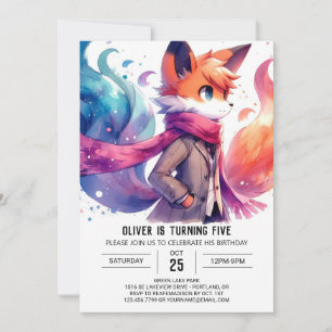 Waterverf Custom Fox Verjaardag Kaart
