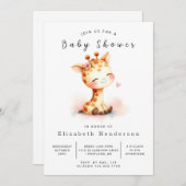 Waterverf Custom Giraffe Baby shower Kaart (Voorkant / Achterkant)