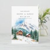 Waterverf Custom Mountain Save The Date (Staand voorkant)