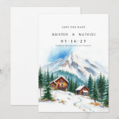 Waterverf Custom Mountain Save The Date (Voorkant / Achterkant)
