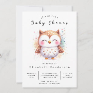 Waterverf Custom Owl Baby shower Kaart