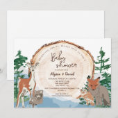 Waterverf Custom Woodland Baby shower Kaart (Voorkant / Achterkant)