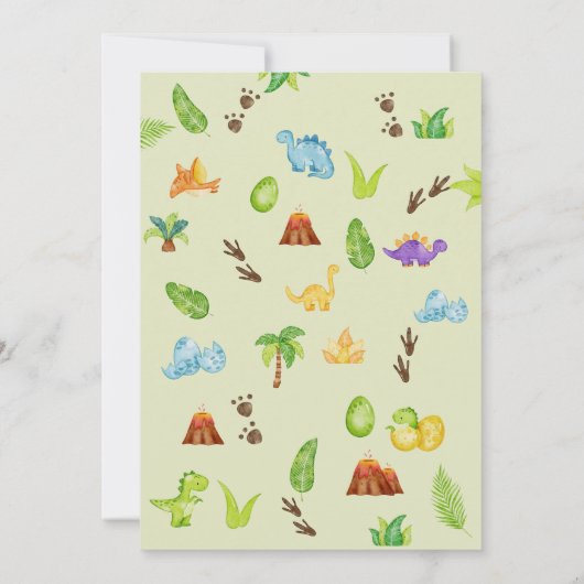 Waterverf Cute Boho Dinosaur Groene Jongen Baby  Kaart (Achterkant)