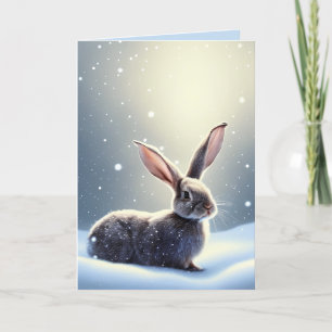 Waterverf Cute Bunny Rabbit Kerstmis Feestdagen Kaart