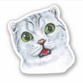Waterverf Cute Cat Potrait Sticker (Voorkant)