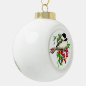 Waterverf Cute Chickadee Bird Custom Dated natuur Keramische Bal Ornament (Links)