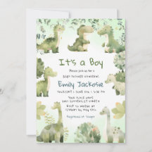 Waterverf Cute Dinosaur Greenery Boy Baby shower