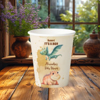 Waterverf Cute Dinosaur Greenery Boy Baby shower