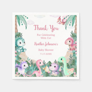 Waterverf Cute Dinosaur Meisje Baby Shower Servet