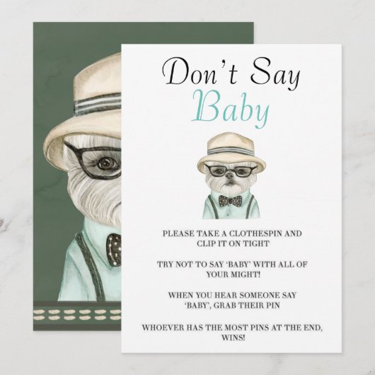 Waterverf Cute Dog Zeg geen Baby (Voorkant / Achterkant)