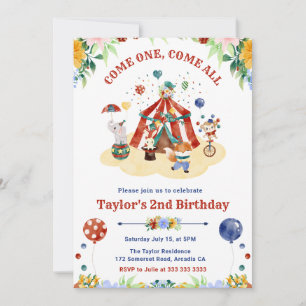 Waterverf Cute Floral Circus Carnival Birthday Kaart