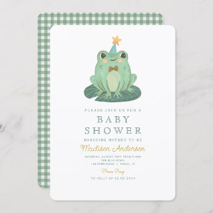 Waterverf Cute Frog Baby shower Invitation Kaart