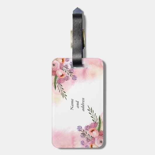 Waterverf Cute girly boho floral personalized Lug Bagagelabel (Achterkant verticaal)