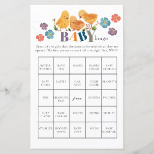 Waterverf Cute Kleine Kuiken Baby Shower Bingo