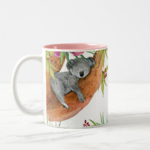 Waterverf Cute Koala beer over de Eucalyptusboom Tweekleurige Koffiemok