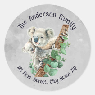 Waterverf Cute Koala Beren Australian Animal Art Ronde Sticker