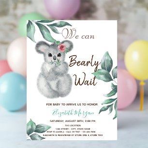 Waterverf Cute Koala Pink Striped Baby shower Kaart