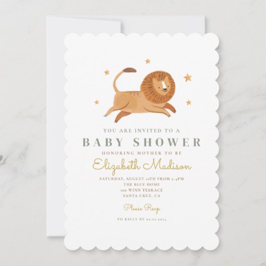 Waterverf Cute Lion King Baby shower Kaart (Voorkant)