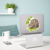 Waterverf Cute Little Bunny Rabbit Dier Sticker (Laptop op bureau)