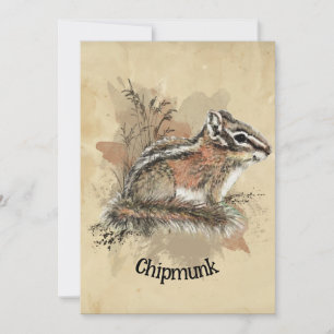 Waterverf Cute Little Chipmunk Animal Wildlife Kaart