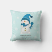 Waterverf Cute Little Snowman Beanie Blue Baby Kussen (Voorkant)