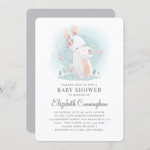 Waterverf Cute Mama Rabbit Baby shower Invitation Kaart