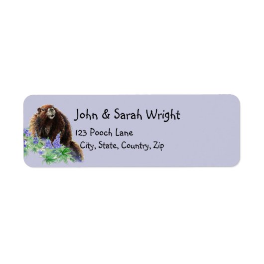 Waterverf Cute Marmot Animal Address Label (Voorkant)