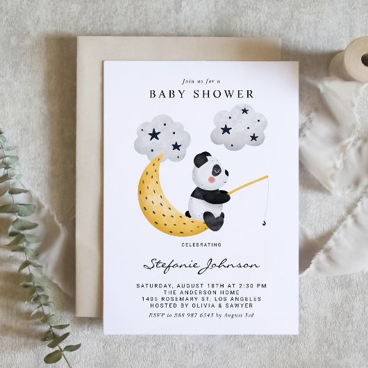 Waterverf Cute Panda Twinkle Baby shower Kaart