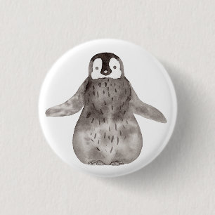 Waterverf Cute Penguin Ronde Button 3,2 Cm