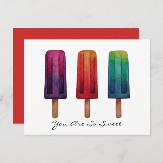 Waterverf Cute Popsiche Ice Creams Briefkaart (Voorkant / Achterkant)