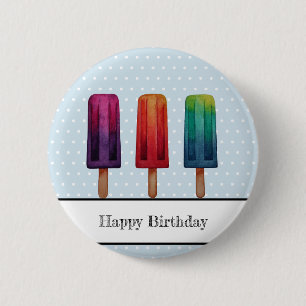 Waterverf Cute Popsiche Ice Creams Ronde Button 5,7 Cm