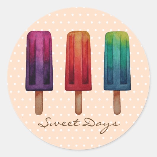 Waterverf Cute Popsiche Ice Creams Ronde Sticker (Voorkant)