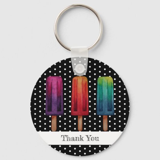 Waterverf Cute Popsiche Ice Creams Sleutelhanger (Voorkant)