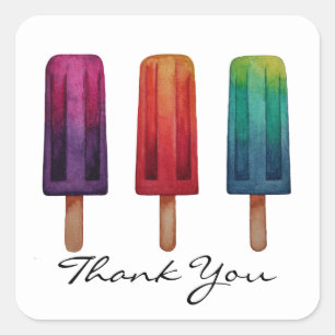 Waterverf Cute Popsiche Ice Creams Vierkante Sticker