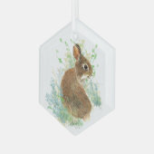 Waterverf Cute Rabbit Bunny Animal Natuur Art Glas Ornament (Voorkant links)