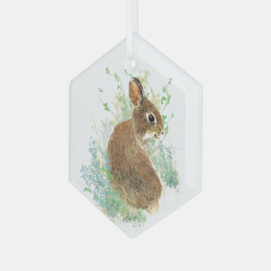 Waterverf Cute Rabbit Bunny Animal Natuur Art Glas Ornament (Voorkant links)