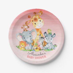 Waterverf Cute Safari Oerwoud Animals Baby shower Papieren Bordje