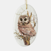 Waterverf Cute Saw Whet Owl, Bird Keramisch Ornament (Rechts)