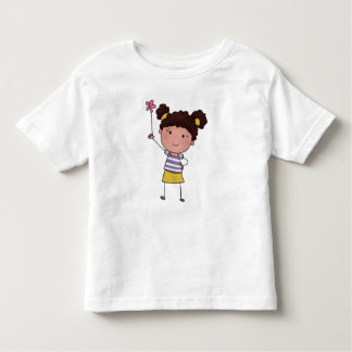 Waterverf Cute Stick Girl roze Bloem Mooie Kinder Shirts