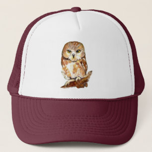 Waterverf Cute Uil Vogel Wilde Natuur Kunst  Trucker Pet