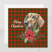Waterverf Dachshund Dog kerstflat Kaart (Voorkant / Achterkant)